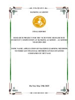Đề tài nghiên cứu khoa học: Application of machine learning methods to forecast financial distress levels of listed companies in Viet Nam