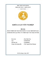 Khóa luận tốt nghiệp Kế toán kiểm toán: Hoàn thiện kế toán bán hàng và xác định kết quả kinh doanh tại Công ty TNHH Việt Ý Hà Nội Center