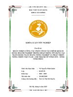 Khóa luận tốt nghiệp Tài chính: Hoàn thiện công tác phân tích tài chính khách hàng doanh nghiệp trong hoạt động tín dụng tại Ngân hàng Nông nghiệp và phát triển nông thôn Việt Nam - Chi nhánh TP Vĩnh Yên - Tỉnh Vĩnh Phúc