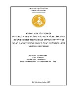 Khóa luận tốt nghiệp Tài chính: Hoàn thiện công tác phân tích tài chính doanh nghiệp trong hoạt động cho vay tại Ngân hàng thương mại cổ phần Quân Đội - Chi nhánh Giải Phóng