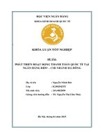 Khóa luận tốt nghiệp Kinh doanh quốc tế: Phát triển hoạt động thanh toán quốc tế tại Ngân hàng BIDV – Chi nhánh Hà Đông