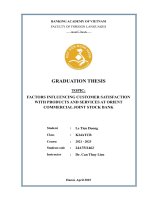 Khóa luận tốt nghiệp Ngoại ngữ: Factors influencing customer satisfaction with products and services at Orient Commercial Joint Stock Bank