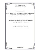 Đề tài nghiên cứu khoa học: Văn hóa thần tượng của sinh viên Học viện Ngân hàng hiện nay