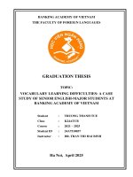 Khóa luận tốt nghiệp Ngoại ngữ: Vocabulary learning difficulties: A case study of senior English-major students at Banking Academy of Vietnam