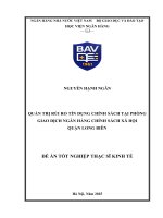 Luận văn thạc sĩ Tài chính ngân hàng: Quản trị rủi ro tín dụng chính sách tại Phòng giao dịch Ngân hàng Chính sách xã hội quận Long Biên