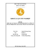 Khóa luận tốt nghiệp Tài chính: Hiệu quả sử dụng vốn kinh doanh của Công ty trách nhiệm hữu hạn Dược phẩm Nam Thái Hoa