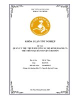 Khóa luận tốt nghiệp Tài chính: Quản lý thu thuế đối với các hộ kinh doanh cá thể trên địa bàn Huyện Chợ Đồn