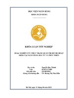 Khóa luận tốt nghiệp Ngân hàng: Nghiên cứu thực trạng quản trị rủi ro hoạt động tại Ngân hàng Đầu tư và Phát triển