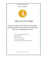 Khóa luận tốt nghiệp Tài chính: Hoàn thiện công tác thẩm định tài sản đảm bảo tại Ngân hàng TMCP Hàng Hải Việt Nam - Chi nhánh Bắc Giang