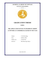 Khóa luận tốt nghiệp Ngân hàng: The Application of ESG Standards in credit activities at commercial banks in Viet Nam