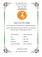 Khóa luận tốt nghiệp Tài chính: Hoàn thiện công tác phân tích tài chính khách hàng doanh nghiệp trong hoạt động tín dụng tại Ngân hàng TMCP Quân Đội - Chi nhánh Hai Bà Trưng