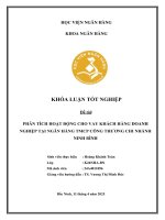 Khóa luận tốt nghiệp Ngân hàng: Phân tích hoạt động cho vay khách hàng doanh nghiệp tại Ngân hàng TMCP Công Thương Việt Nam Chi nhánh Ninh Bình