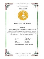 Khóa luận tốt nghiệp Tài chính: Hoàn thiện công tác phân tích báo cáo tài chính của khách hàng doanh nghiệp trong hoạt động cho vay tại Ngân hàng thương mại cổ phần Bắc Á - Chi nhánh Nam Định