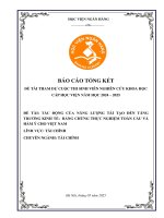 Đề tài nghiên cứu khoa học: Tác động của năng lượng tái tạo đến tăng trưởng kinh tế: Bằng chứng thực nghiệm toàn cầu và hàm ý cho Việt Nam