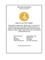 Khóa luận tốt nghiệp Ngân hàng: Hoàn thiện quy trình cho vay sản xuất kinh doanh ngắn hạn đối với khách hàng cá nhân tại địa điểm kinh doanh Ngân hàng Nông nghiệp và Phát triển nông thôn Việt Nam Hội sở Thành phố Hà Nội