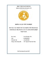 Khóa luận tốt nghiệp Kinh doanh quốc tế: Các nhân tố tác động tới tham gia chuỗi giá trị toàn cầu của doanh nghiệp Việt Nam