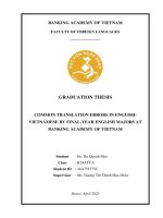Khóa luận tốt nghiệp Ngoại ngữ: Common translation errors in English - Vietnamese by final - year english majors at Banking Academy of Vietnam