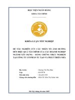 Khóa luận tốt nghiệp Tài chính: Nghiên cứu các nhân tố ảnh hưởng đến hiệu quả tài chính của các doanh nghiệp ngành xây dựng - bằng chứng thực nghiệm tại Công ty cổ phần Tu tạo và Phát triển Nhà