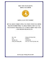 Khóa luận tốt nghiệp Tài chính: Hoàn thiện công tác phân tích tài chính doanh nghiệp phục vụ hoạt động cho vay tại Ngân hàng TMCP Đầu tư và Phát triển Việt Nam - Chi nhánh Thanh Xuân
