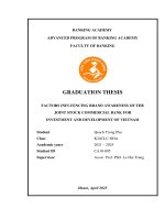 Khóa luận tốt nghiệp Ngân hàng: Factors Influencing Brand Awareness of the Joint Stock Commercial Bank for Investment and Development of Vietnam