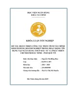 Khóa luận tốt nghiệp Tài chính: Hoàn thiện công tác phân tích tài chính khách hàng doanh nghiệp trong hoạt động tín dụng tại Ngân hàng TMCP Đầu tư và phát triển Chi nhánh Bắc Ninh - PGD Quế Võ