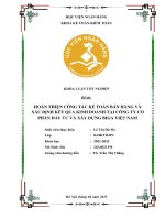 Khóa luận tốt nghiệp Kế toán kiểm toán: Hoàn thiện công tác kế toán bán hàng và xác định kết quả kinh doanh tại Công ty cổ phần đầu tư và xây dựng Biga Việt Nam