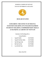 Đề tài nghiên cứu khoa học: Exploring the effects of digital extensive reading on English - majored student' reading comprehension skills at Banking academy of Vietnam