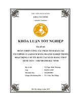 Khóa luận tốt nghiệp Tài chính: Hoàn thiện công tác phân tích báo cáo tài chính của khách hàng doanh nghiệp trong hoạt động cấp tín dụng tại Ngân hàng TMCP Quốc dân – Chi nhánh Bắc Ninh