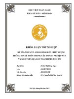 Khóa luận tốt nghiệp Kế toán kiểm toán: Nhân tố ảnh hưởng đến chất lượng thông tin kế toán trong các doanh nghiệp vừa và nhỏ trên địa bàn Thành phố Yên Bái