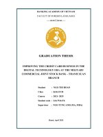 Khóa luận tốt nghiệp Ngoại ngữ: Improving the credit card business in the digital technology ERA at the Military Commercial Joint Stock Bank – Thanh Xuan Branch