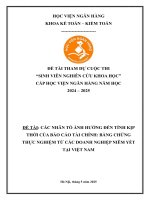 Đề tài nghiên cứu khoa học: Các nhân tố ảnh hưởng đến tính kịp thời của báo cáo tài chính: bằng chứng thực nghiệm từ các doanh nghiệp niêm yết tại Việt Nam