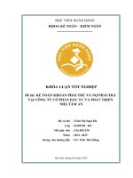 Khóa luận tốt nghiệp Kế toán kiểm toán: Kế toán khoản phải thu và nợ phải trả tại Công ty cổ phần đầu tư và phát triển nhà Tâm An