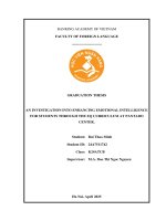 Khóa luận tốt nghiệp Ngôn ngữ Anh: An investigation into enhancing emotional intelligence for students through the EQ curriculum at Pantado Center