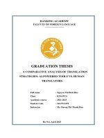 Khóa luận tốt nghiệp Ngoại ngữ: A comparative analysis of translation strategies: ai-powered tools Vs. human translators