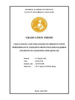Khóa luận tốt nghiệp Ngoại ngữ: Challenges and strategies in presentation performance: insights from english-majored students in listening-speaking III