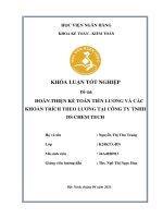 Khóa luận tốt nghiệp Kế toán kiểm toán: Hoàn thiện kế toán tiền lương và các khoản trích theo lương tại Công ty TNHH DS CHEM TECH