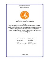 Khóa luận tốt nghiệp Tài chính: Hoàn thiện công tác phân tích tài chính khách hàng doanh nghiệp trong hoạt động cho vay tại Ngân hàng Nông nghiệp và Phát triển Nông thôn Việt Nam - Chi nhánh Bắc Nam Định