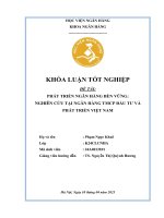 Khóa luận tốt nghiệp Ngân hàng: Phát triển ngân hàng bền vững: Nghiên cứu tại Ngân hàng TMCP Đầu tư và Phát triển Việt Nam