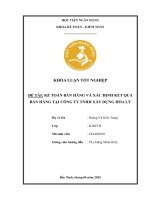 Khóa luận tốt nghiệp Kế toán kiểm toán: Kế toán bán hàng và xác định kết quả bán hàng tại Công ty TNHH xây dựng Hòa Lý