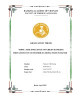 Khóa luận tốt nghiệp Ngoại ngữ: The influence of Green Banking initiatives on customer satisfaction in Hanoi