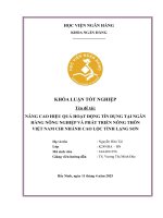 Khóa luận tốt nghiệp Ngân hàng: Nâng cao hiệu quả hoạt động tín dụng tại Ngân hàng Nông nghiệp và phát triển nông thôn Việt Nam Chi nhánh Cao Lộc Tỉnh Lạng Sơn
