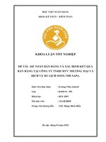 Khóa luận tốt nghiệp Kế toán kiểm toán: Kế toán bán hàng và xác định kết quả bán hàng tại Công ty TNHH MTV thương mại và dịch vụ du lịch Song Nhi SAPA