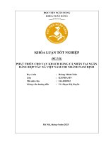 Khóa luận tốt nghiệp Ngân hàng: Phát triển cho vay khách hàng cá nhân tại Ngân hàng Hợp tác xã Việt Nam Chi nhánh Nam Định