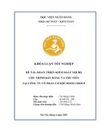 Khóa luận tốt nghiệp Kế toán kiểm toán: Hoàn thiện kiểm soát nội bộ chu trình bán hàng và thu tiền tại Công ty cổ phần cơ khí MOON GROUP