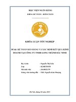 Khóa luận tốt nghiệp Kế toán kiểm toán: Kế toán bán hàng và xác định kết quả kinh doanh tại Công ty TNHH Long Thành Bắc Ninh