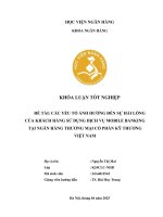 Khóa luận tốt nghiệp Ngân hàng: Các yếu tố ảnh hưởng đến sự hài lòng của khách hàng sử dụng dịch vụ Mobile Banking tại Ngân hàng Thương mại cổ phần Kỹ thương Việt Nam