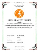 Khóa luận tốt nghiệp Tài chính: Hoàn thiện công tác phân tích báo cáo tài chính doanh nghiệp cho hoạt động cho vay của Ngân hàng Public Bank - PGD Hai Bà Trưng
