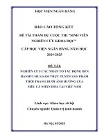 Đề tài nghiên cứu khoa học: Nghiên cứu các nhân tố tác động đến hành vi mua sắm trực tuyến sản phẩm Thời trang dưới ảnh hưởng của siêu cá nhân hóa tại Việt Nam