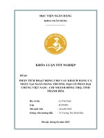 Khóa luận tốt nghiệp Ngân hàng: Phân tích hoạt động cho vay khách hàng cá nhân tại Ngân hàng TMCP Đại chúng Việt Nam - Chi nhánh Đông Thọ, Tỉnh Thanh Hóa