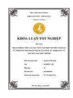 Khóa luận tốt nghiệp Kế toán kiểm toán: Hoàn thiện công tác kế toán tập hợp chi phí sản xuất và tính giá thành sản phẩm tại Công ty TNHH may và thương mại Việt Thành